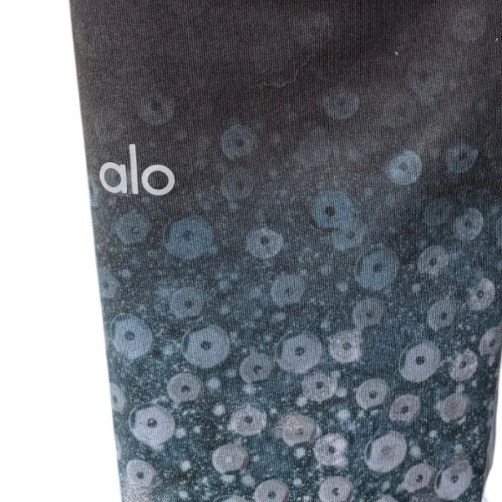 Alo Yoga Airbrush Leggings, Black Brilliance Sheen Iridescent Floral Ombré, Med